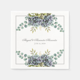 Serviette En Papier Hydrangée pourrie Eucalyptus Mariage