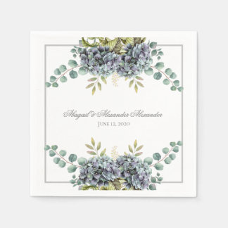 Serviette En Papier Hydrangée pourrie Eucalyptus Mariage