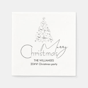Serviette En Papier Hygge minimaliste Noir et blanc sapin de Noël