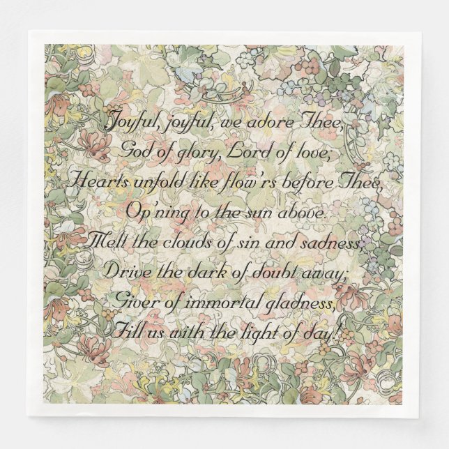 Serviette En Papier Hymne Joyeux Joyeux Mucha Fleurs Art Nouveau (Devant)