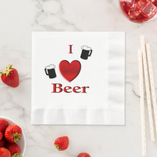 Serviette En Papier I Heart Beer Design