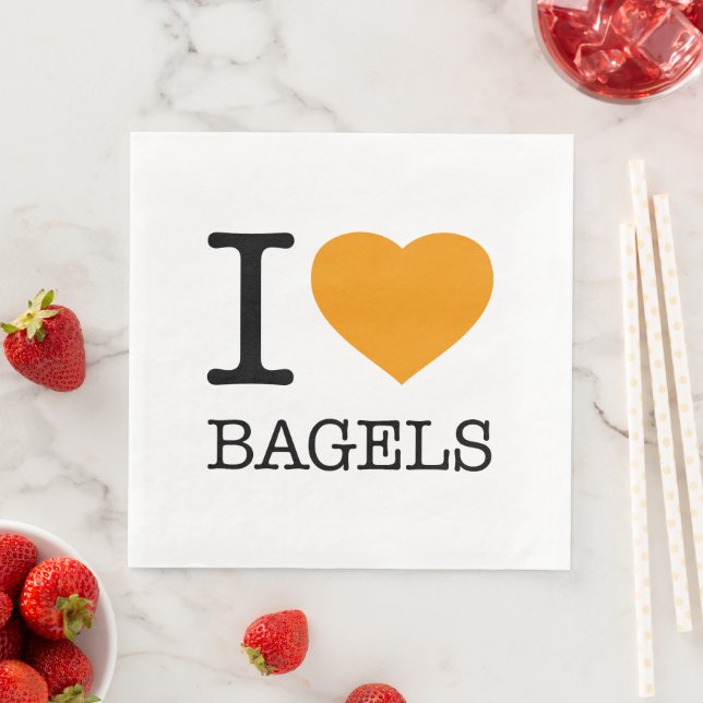 SERVIETTE EN PAPIER I LOVE BAGELS (En situation)