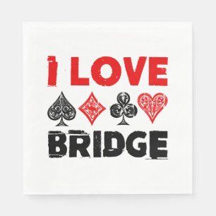 Serviette En Papier I Love Bridge Card Joueur passionné