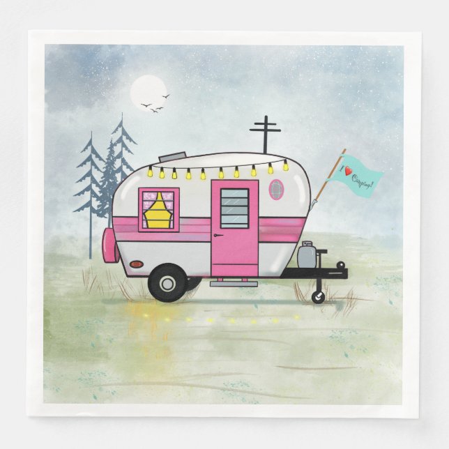 Serviette En Papier I Love Camping Papier Napkin (Devant)