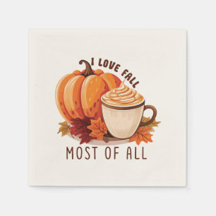 Serviette En Papier I Love Fall - Citrouille et Citrouille Spice Latte