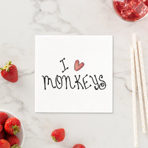 Serviette En Papier I Love Monkeys Papier Napkins