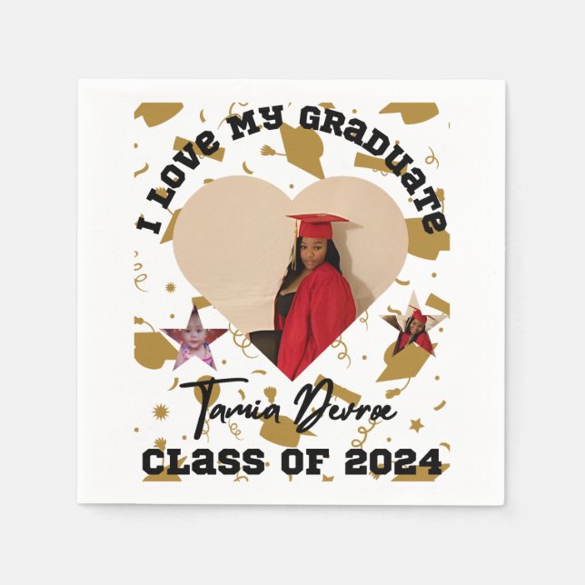 Serviette En Papier I Love My Graduate 2024 Heart (Devant)