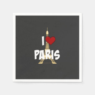 Serviette En Papier I Love Paris