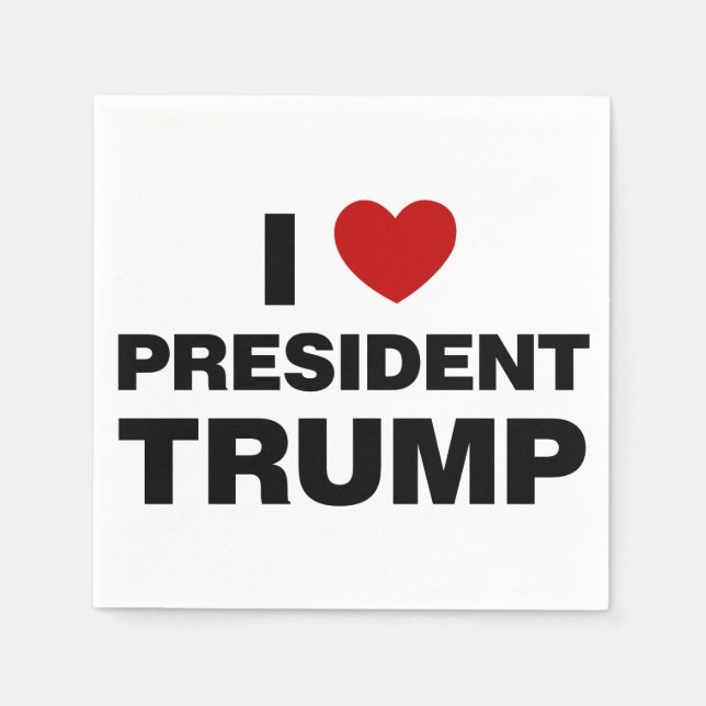 Serviette En Papier I Love Président Trump Heart (Devant)