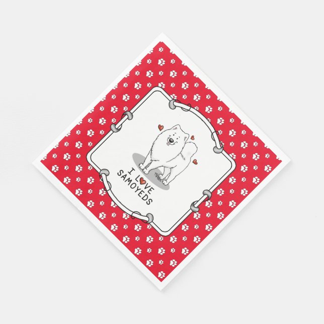 Serviette En Papier I Love Samoyeds - chien coeurs mignons Sammie (Coin)