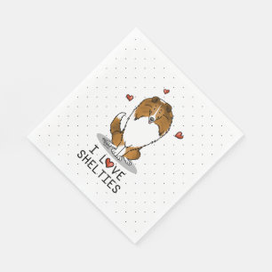 Serviette En Papier I Love Shelts (sable 2) Shetland Sheepdogs mignonn