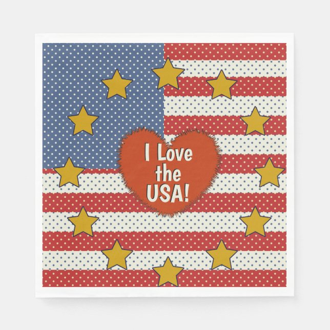 Serviette En Papier I Love The America (Devant)