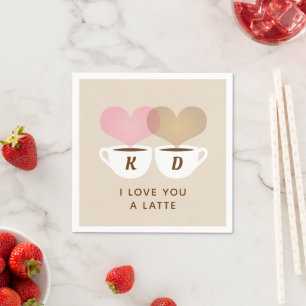 Serviette En Papier I Love You A Latte Custom Monogram