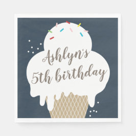 Serviette En Papier Ice Cream Cone Navy Blue Anniversaire de enfant Pa