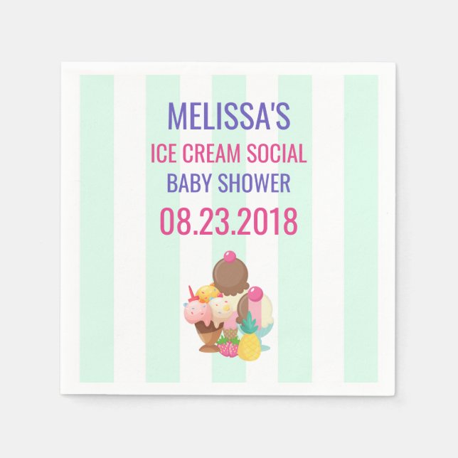 Serviette En Papier Ice Cream Social Baby shower Event (Devant)