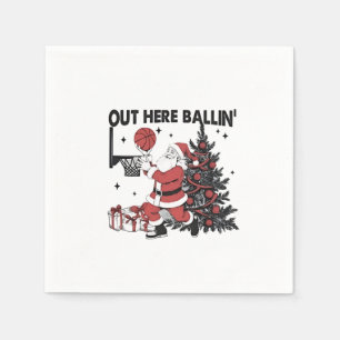 Serviette En Papier Ici Balling Basket Sport Noël Noël