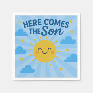 Serviette En Papier Ici vient le fils Baby Shower- Soleil