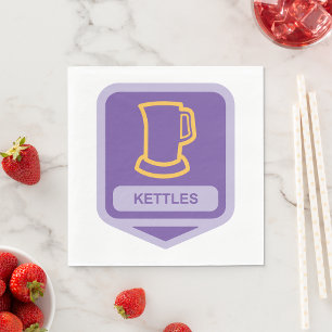 Serviette En Papier Icône de bouilloires violettes et jaunes modernes