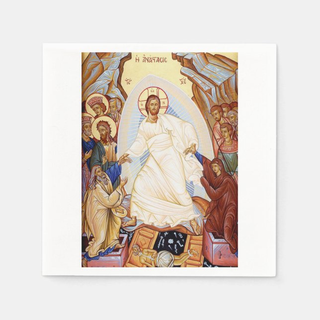 Serviette En Papier Icône orthodoxe de l'Anastasis Résurrection (Devant)