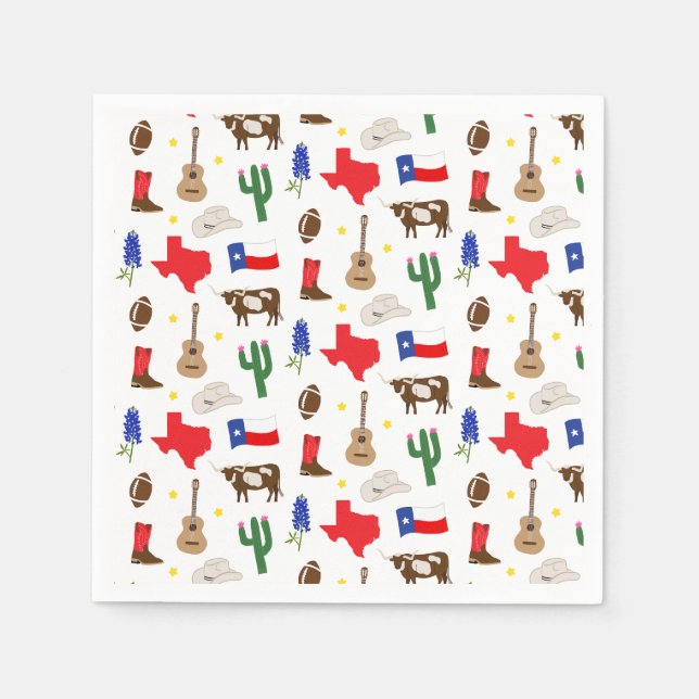 Serviette En Papier Icônes du Texas (Devant)