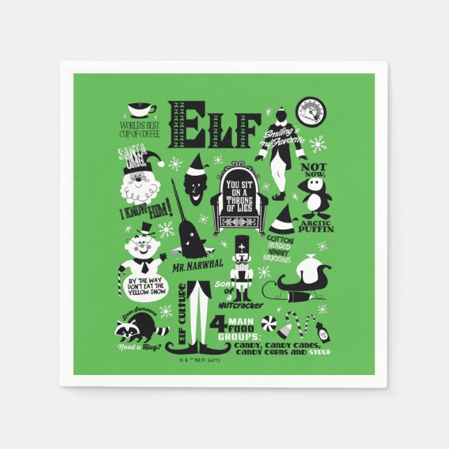 Serviette En Papier Icônes Elf et citations de films (Devant)