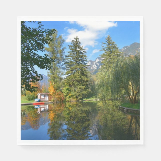 Serviette En Papier Idéal de l'étang d'automne (Devant)