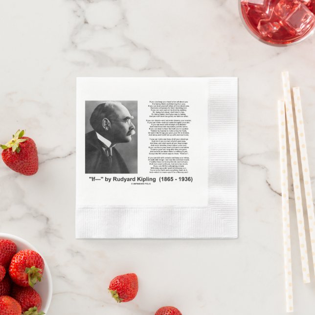 Serviette En Papier "If— " Poem By Rudyard Kipling (En situation)