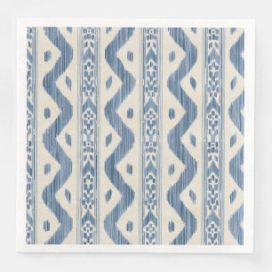 Serviette En Papier Ikat Bleu Classique, Rayure Tissée pour Table