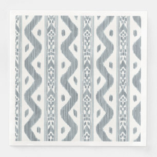 Serviette En Papier Ikat Bleu Poussière, Rayure Classique de Table
