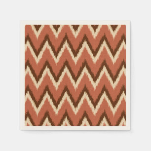Serviette En Papier Ikat Chevron Stripes - Rouille, Brown et beige