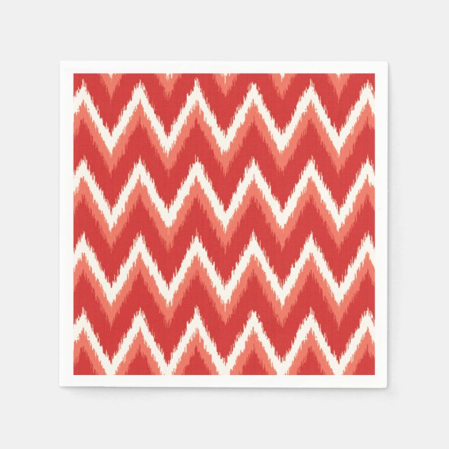 Serviette En Papier Ikat Chevron Stripes - Rust Orange et Blanc (Devant)