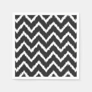 Serviette En Papier Ikat Chevrons - Noir et blanc