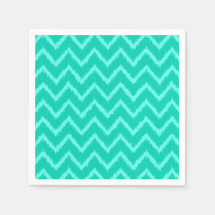 Serviette En Papier Ikat Chevrons - Turquoise et aqua