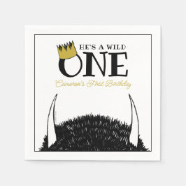 Serviette En Papier Il est un Wild One - 1er Anniversaire Gold Crown