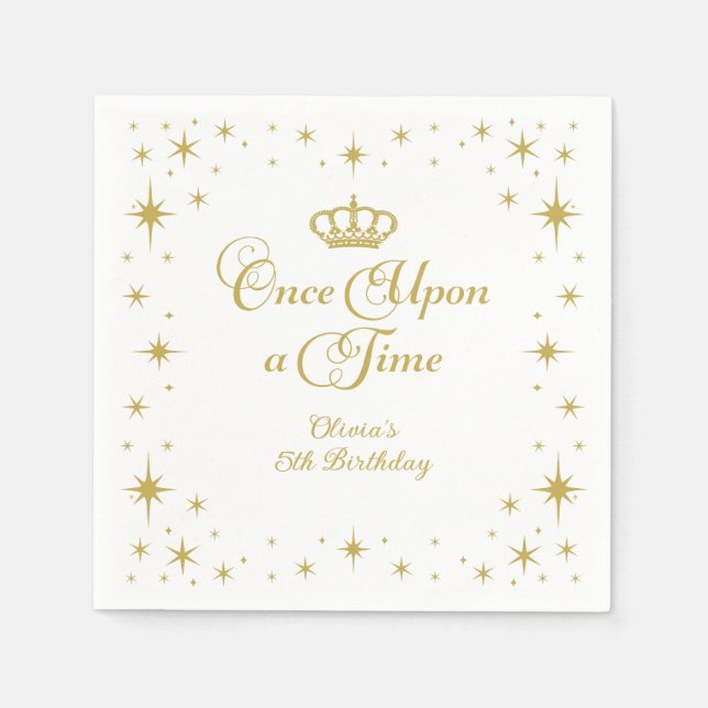 Serviette En Papier Il était une fois Gold Princess Anniversaire (Devant)