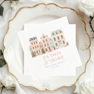 Serviette En Papier Il faut tout un village Baby Shower Hivernal Fanta