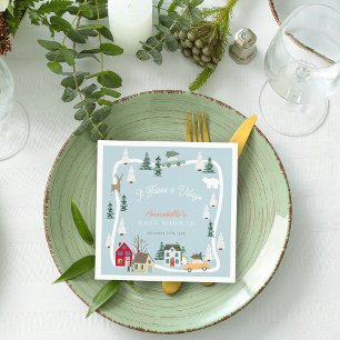 Serviette En Papier Il Faut Un Baby shower Village Vacances Bleu