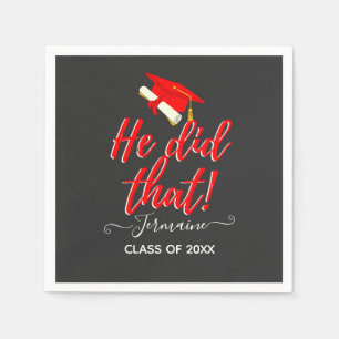 Serviette En Papier Il L'A Fait Red Funny Graduation