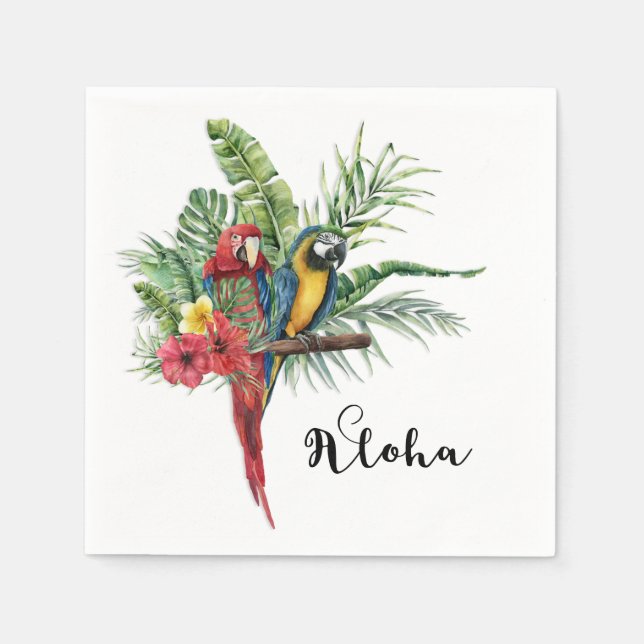 Serviette En Papier Île Paradise Oiseaux Tropical Floral Botanique (Devant)