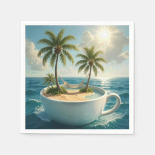 Serviette En Papier Île tropicale avec hamac dans une tasse à thé