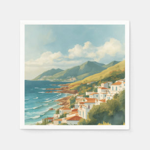 Serviette En Papier Îles Baléares Voyage Vintage Riviera française