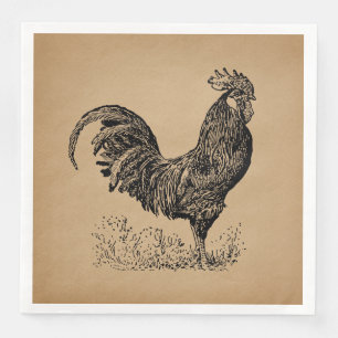 Serviette En Papier Illustration Brown d'un coq d'époque