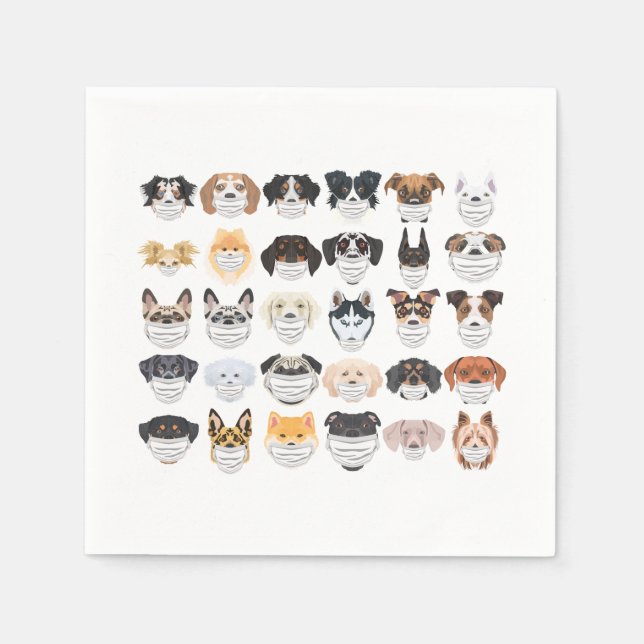 Serviette En Papier Illustration Chiens avec appareil respiratoire (Devant)