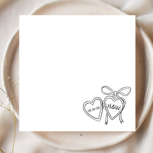 Serviette En Papier Illustration Coeur & Bow Mariage personnalisé