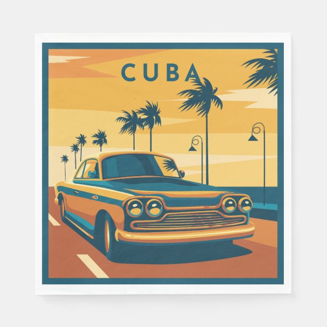 Serviette En Papier Illustration Cuba (Devant)