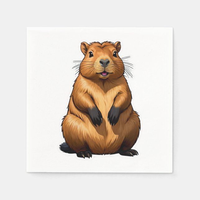 Serviette En Papier Illustration d'animal de rongeur de Capybara migno (Devant)