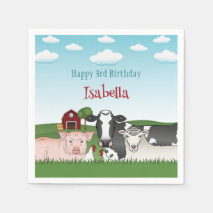 Serviette En Papier Illustration d'animaux de la ferme Anniversaire de