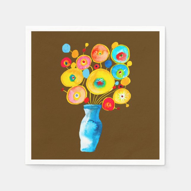 Serviette En Papier Illustration d'art des fleurs funky (Devant)
