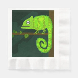 Serviette En Papier Illustration de caméléon vert mignon Reptile tropi