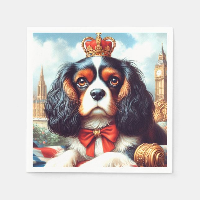 Serviette En Papier Illustration de Cavalier King Charles Spaniel (Devant)